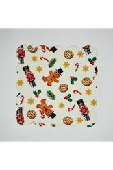 Yılbaşı Temalı Sevimli Obje Desenli Dijital Baskılı Lazer Kesim Kokteyl Peçetesi